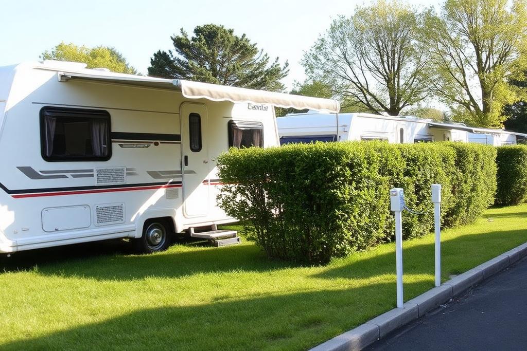 Caravan pitch with awning space